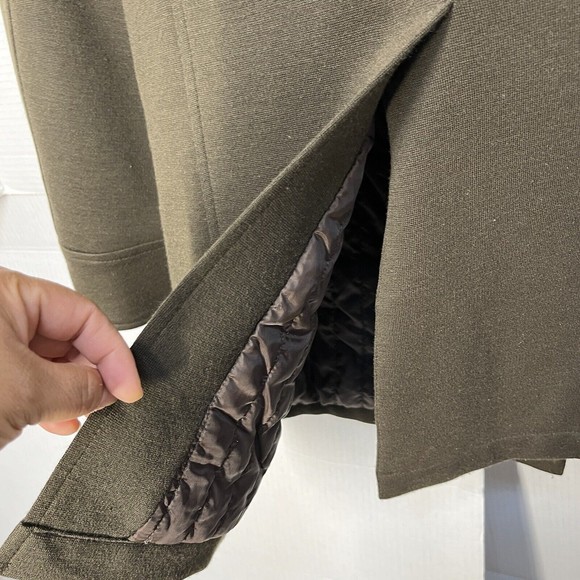 SISLEY WOMENS COAT SZ MEDIUM BROWN DOUBLE BREASTED LINED NOTCH LAPEL WOOL BLEND - Picture 7 of 12